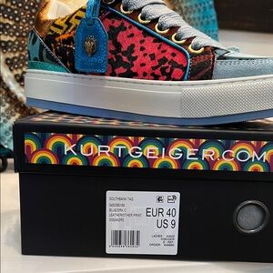 Kurt Geiger Multicolor Leopard Print Leather Sneakers